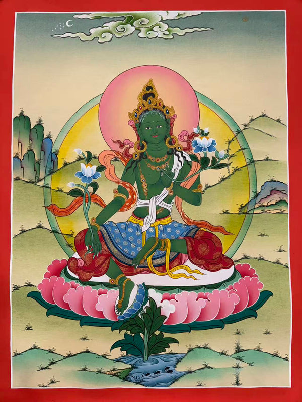 Green Tara Thangka - Art Of Tibet