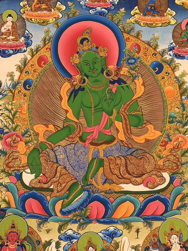 Green Tara Thangka - Art Of Tibet