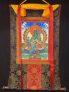 Green Tara Thangka - Silk Framed - Art Of Tibet