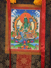 Green Tara Thangka - Silk Framed - Art Of Tibet
