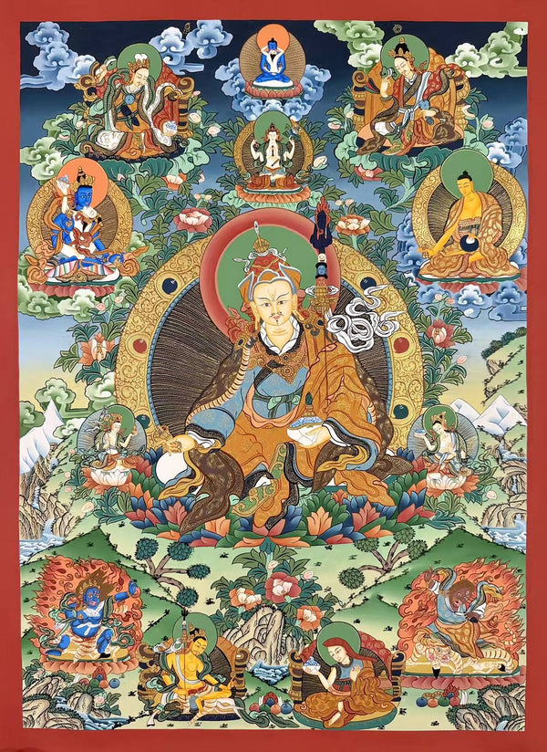 Guru Rinpoche Eight Manifestation of Padmasambhava Thangka - Art Of Tibet