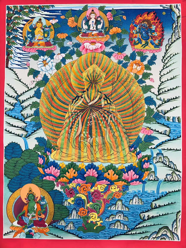 Guru Rinpoche Padmasambhava Rainbow Body Thangka - Art Of Tibet