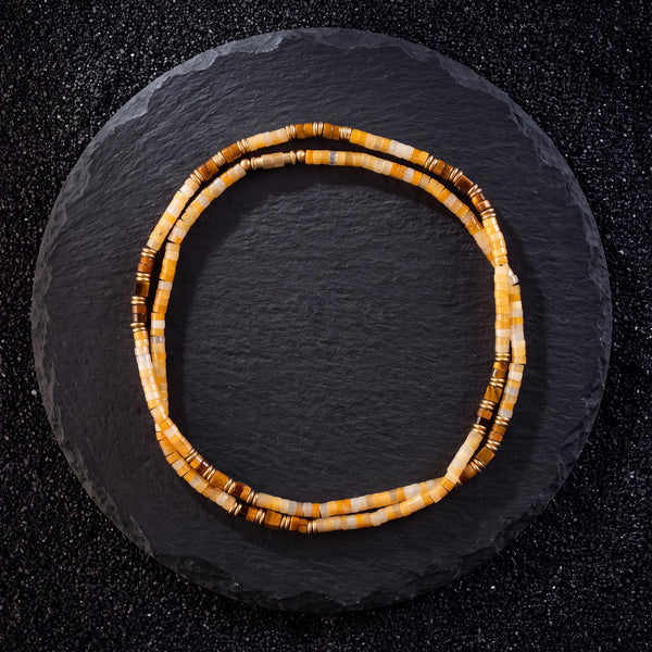 Yellow Onyx & Tiger Eye Heishi Beads Mala