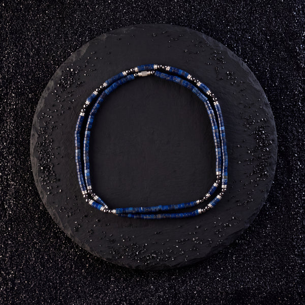 Lapis Lazuli & Hematite Heishi Beads Mala