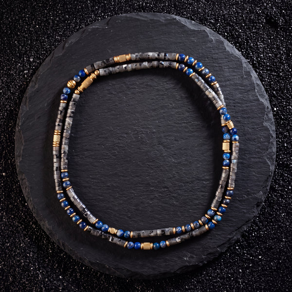 Labradorite & Lapis Lazuli Heishi Beads Mala