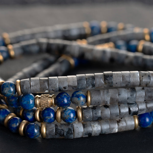 Labradorite & Lapis Lazuli Heishi Beads Mala