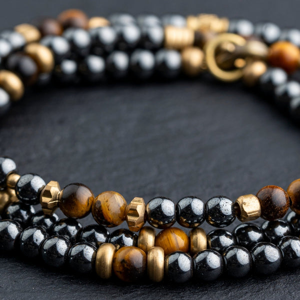 Hematite with Tiger Eye Short Mala - Art Of Tibet