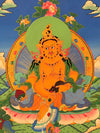 Jambhala (Kubera) Thangka Painting - Silk Framed - Art Of Tibet