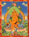 Jambhala (Kubera) Thangka Painting - Silk Framed - Art Of Tibet