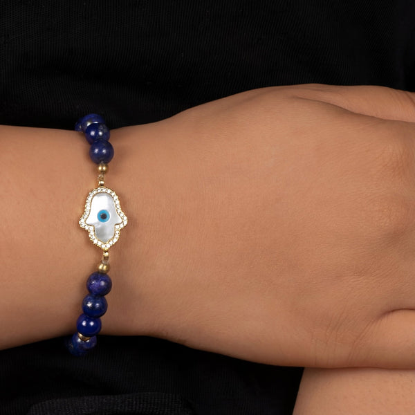 Lapis Hamsa Hand Charm Bracelet - Art Of Tibet