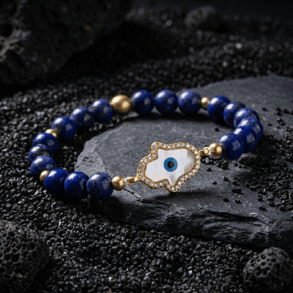 Lapis Hamsa Hand Charm Bracelet - Art Of Tibet