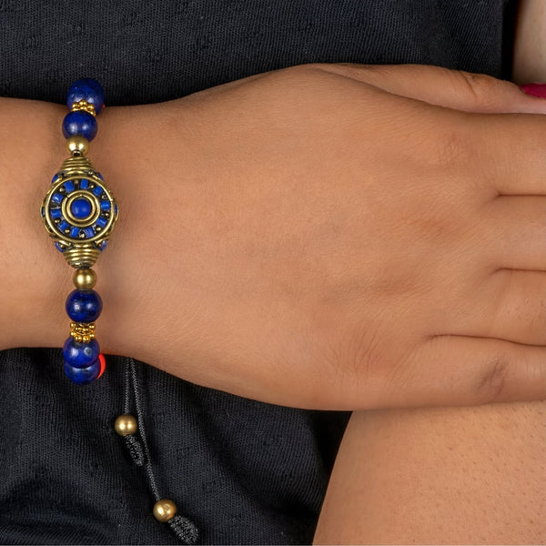 Lapis Wheel Of Dharma Charm Bracelet - Art Of Tibet