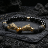 Lava and Onyx Panther Head Bracelet - Art Of Tibet