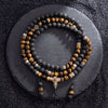 Lava Stone with Tiger Eye Endless Knot Mala - Art Of Tibet