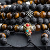 Lava Stone with Tiger Eye Endless Knot Mala - Art Of Tibet