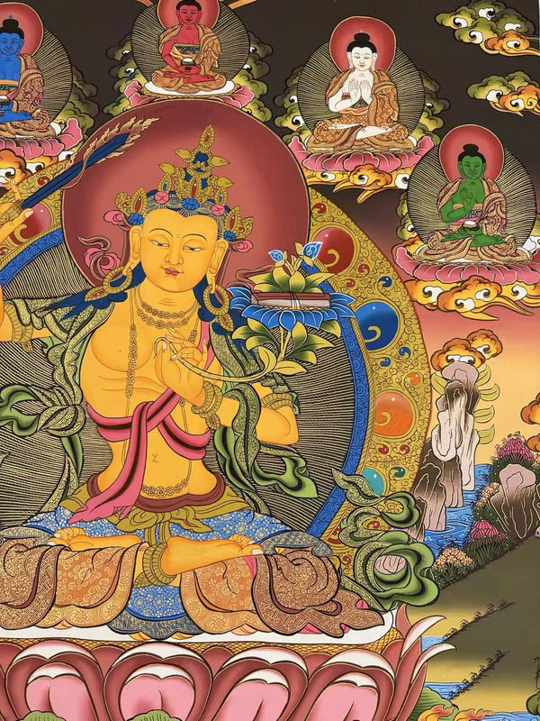 Manjushri Large Masterpiece Thangka - Art Of Tibet