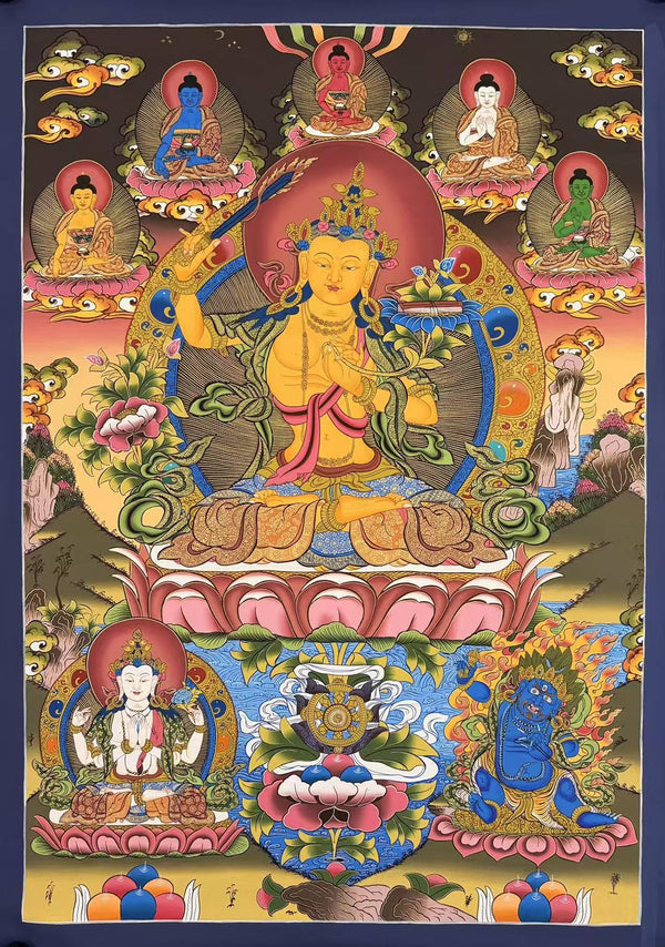 Manjushri Large Masterpiece Thangka - Art Of Tibet