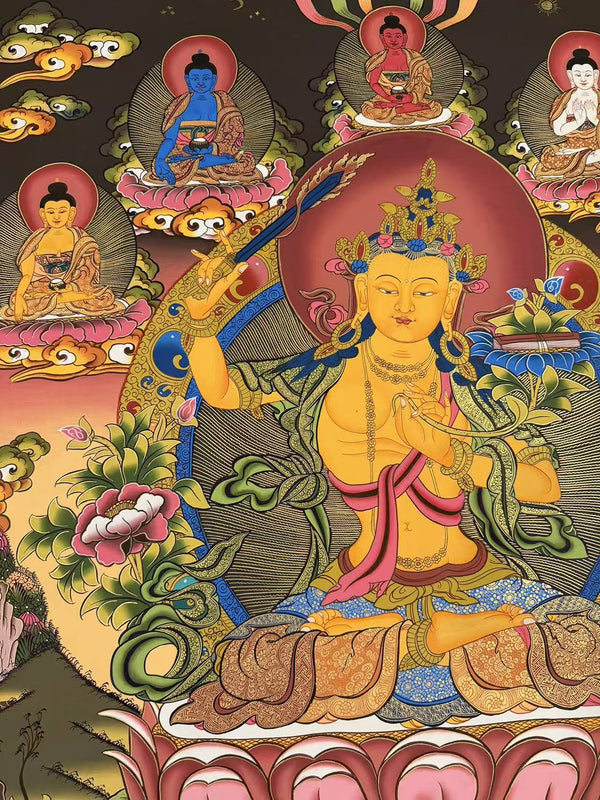 Manjushri Large Masterpiece Thangka - Art Of Tibet