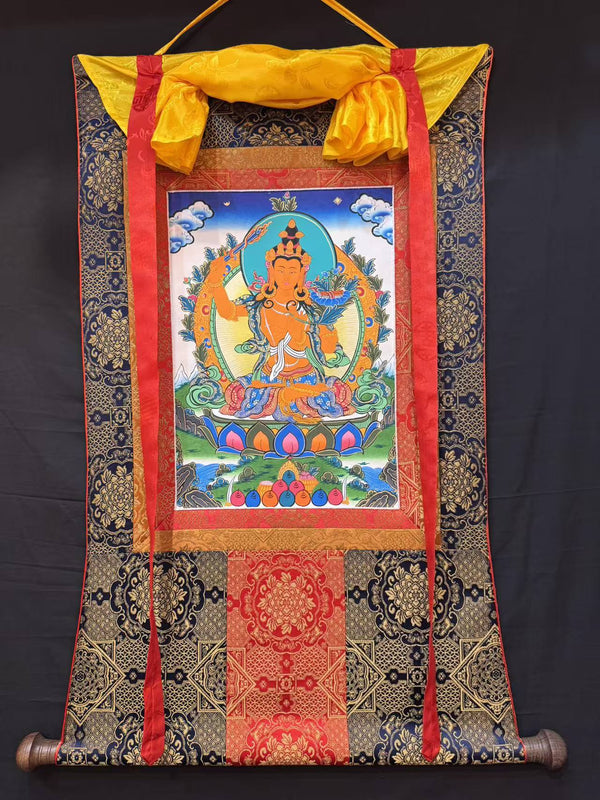 Manjushri Thangka - Silk Framed - Art Of Tibet