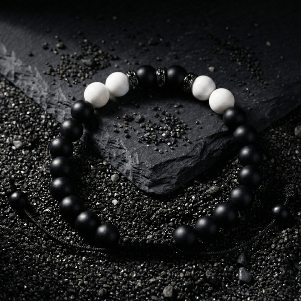 Matt Black Onyx and Naga Shell Bracelet - Art Of Tibet