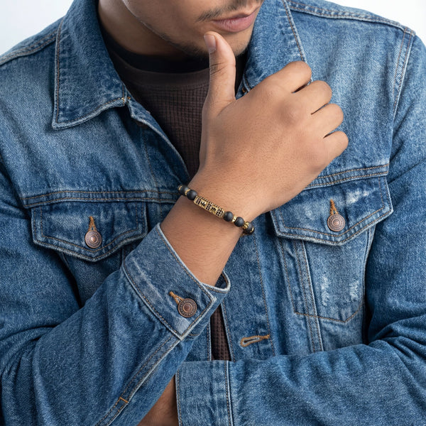 Matt Black Onyx Crown Bracelet - Art Of Tibet