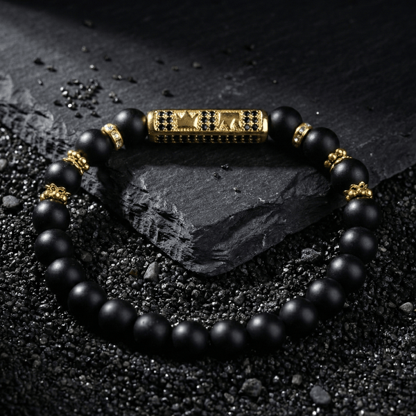 Matt Black Onyx Crown Bracelet - Art Of Tibet