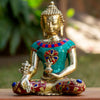 Medicine Buddha Bronze Statue with Stone Inlaid - Art Of Tibet