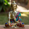 Medicine Buddha Bronze Statue with Stone Inlaid - Art Of Tibet