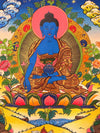 Medicine Buddha Thangka - Silk Framed - Art Of Tibet