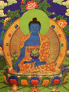 Medicine Buddha Thangka - Silk Framed - Art Of Tibet