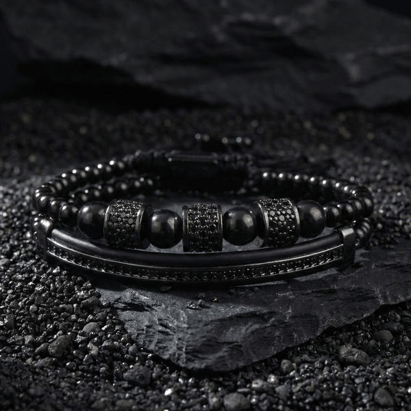 Midnight Black Bracelet Set - Art Of Tibet