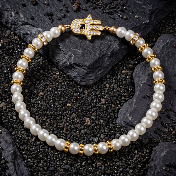 Mother of Pearl Hamsa Hand Charm Bracelet - Art Of Tibet