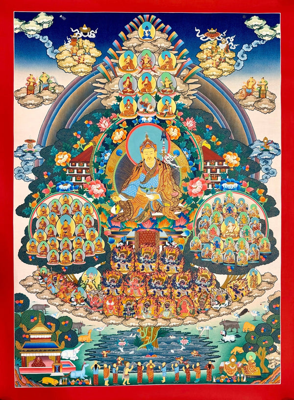 Nyingma Dudjom Tersar Refuge Tree Thangka - Art Of Tibet