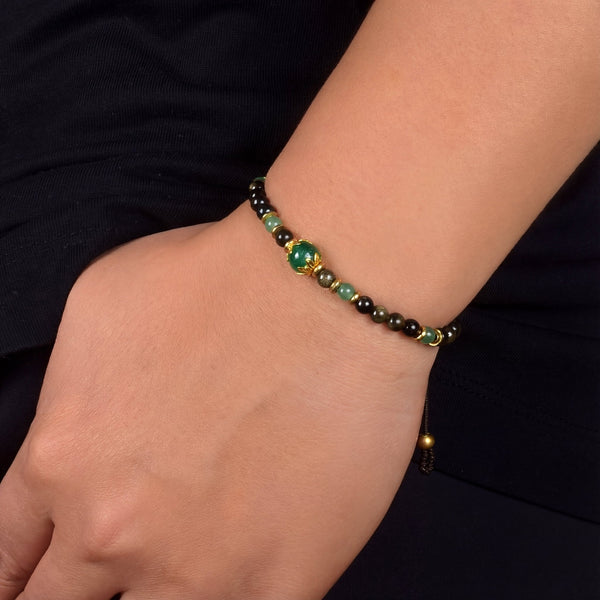 Obsidian & Aventurine Protection & Prosperity Bracelet - Art Of Tibet