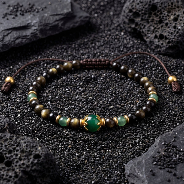 Obsidian & Aventurine Protection & Prosperity Bracelet - Art Of Tibet