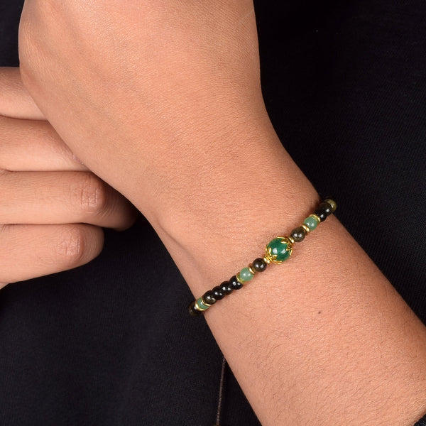 Obsidian & Aventurine Protection & Prosperity Bracelet - Art Of Tibet