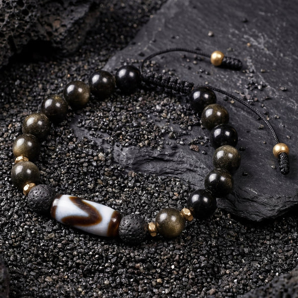 Obsidian Dzi Beads Bracelet - Art Of Tibet