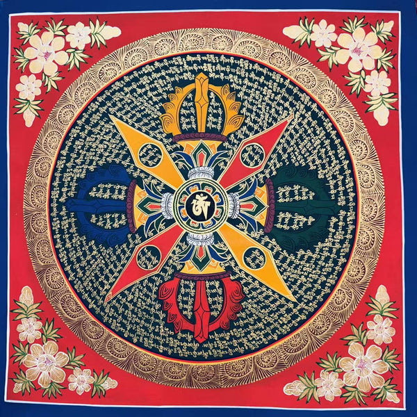 Om Mantra Mandala Thangka - Art Of Tibet