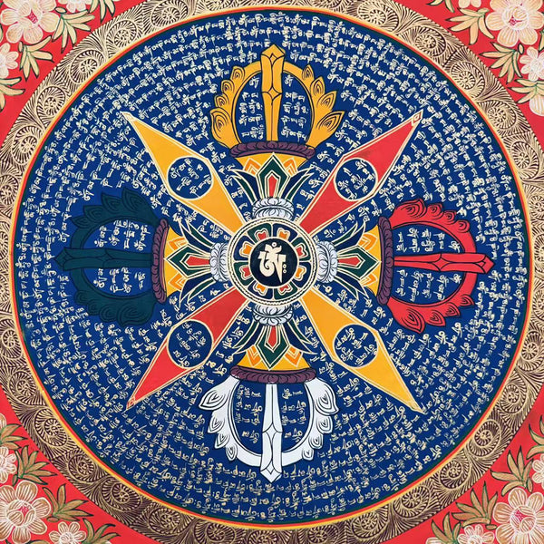 Om Mantra Mandala Thangka - Art Of Tibet