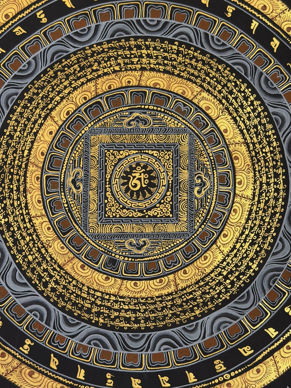 Om Mantra Mandala Thangka - Art Of Tibet