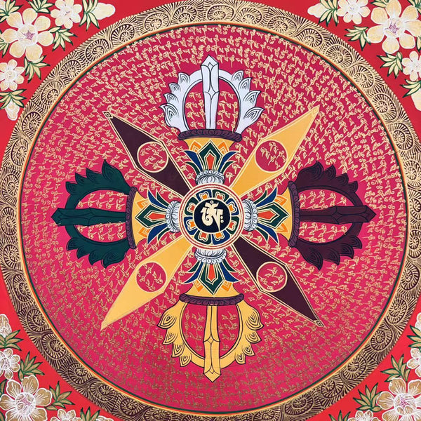 Om Mantra Mandala Thangka - Art Of Tibet