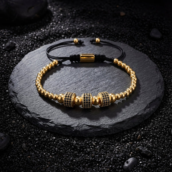 Onyx Black and Gold Bracelet Set - Art Of Tibet