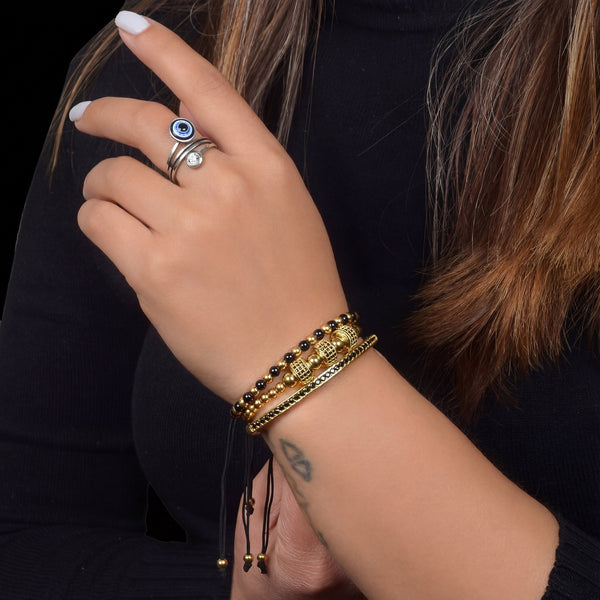 Onyx Black and Gold Bracelet Set - Art Of Tibet