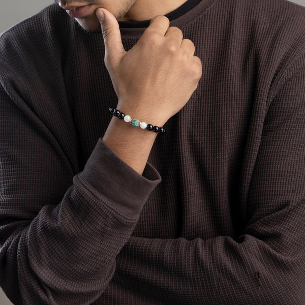 Onyx with Moonstone Divider Bracelet - Art Of Tibet