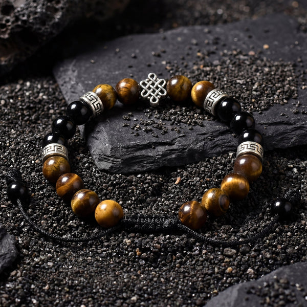 Onyx with Tiger Eye Endless Knot Bracelet - Art Of Tibet