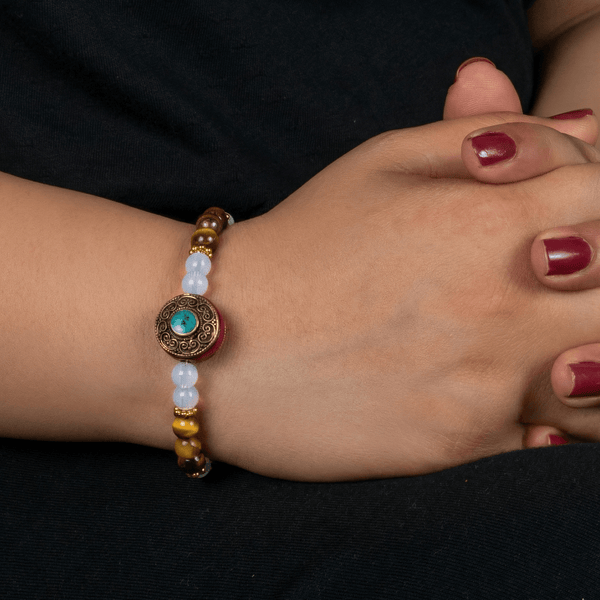 Opalite and Tiger Eye Inspired Confidence Bracelet - Art Of Tibet
