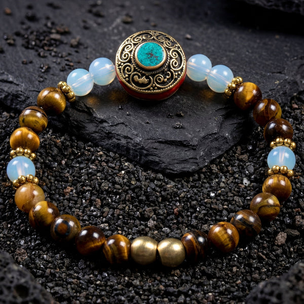 Opalite and Tiger Eye Inspired Confidence Bracelet - Art Of Tibet