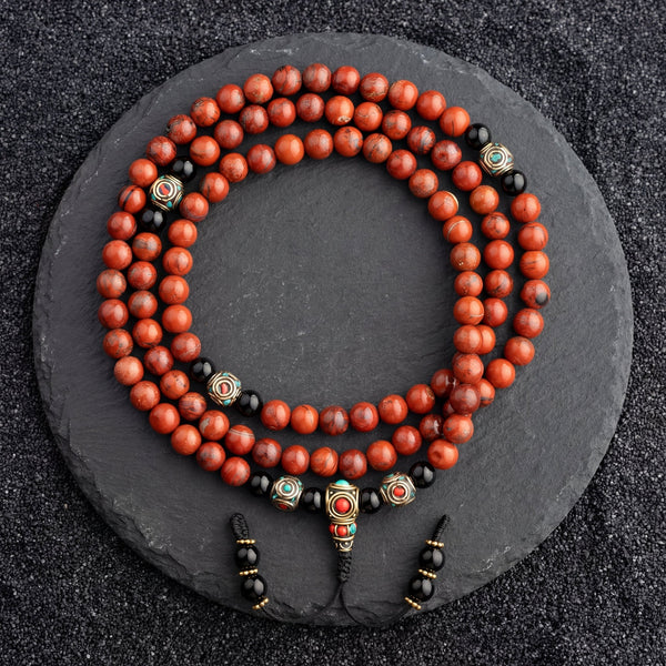 Red Jasper Determination Mala - Art Of Tibet