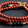Red Jasper With Onyx Short Mala - Art Of Tibet
