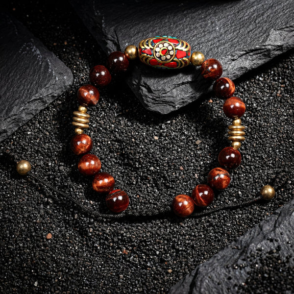 Red Tiger Eye Flower Of Life Bracelet - Art Of Tibet